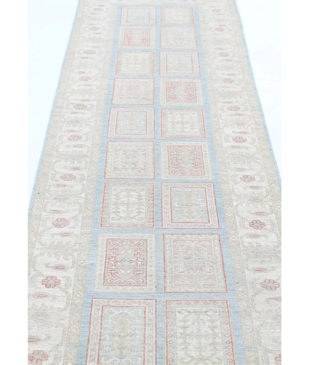 Blue Afghan Serenity Rug 2' 7" x 9' 10" Hand-Knotted | No. AT10482