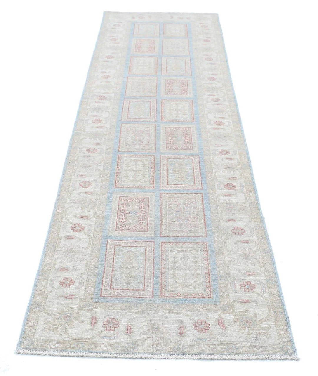 Blue Afghan Serenity Rug 2' 7" x 9' 10" Hand-Knotted | No. AT10482