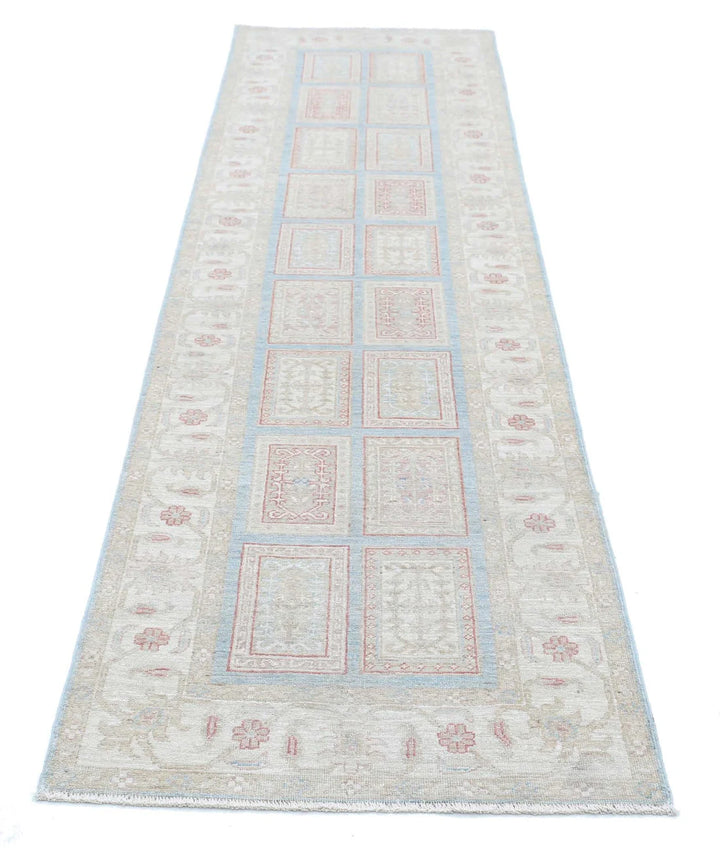 Blue Afghan Serenity Rug 2' 7" x 9' 10" Hand-Knotted | No. AT10482
