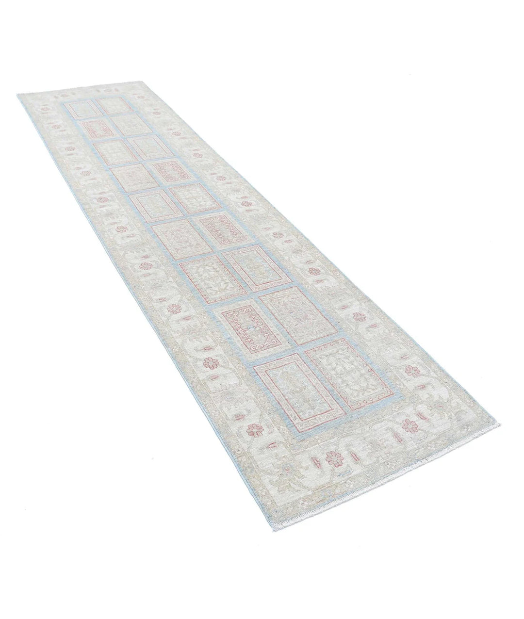 Blue Afghan Serenity Rug 2' 7" x 9' 10" Hand-Knotted | No. AT10482