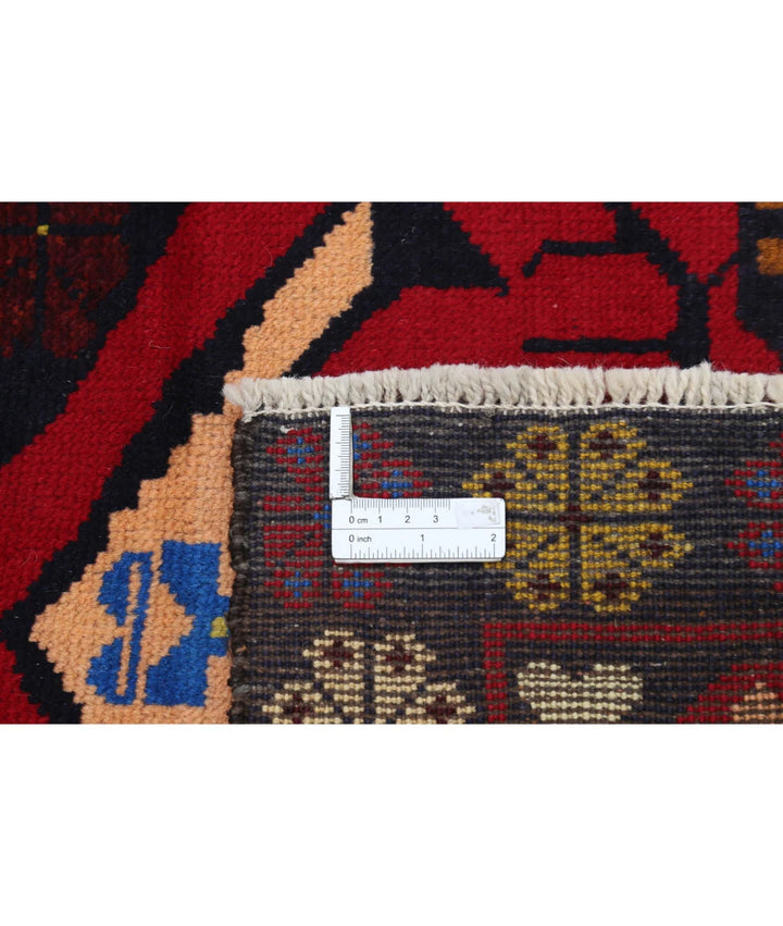 Red Afghan Tribal Rug 2' 9" x 4' 7" Hand-Knotted | No. AT10559