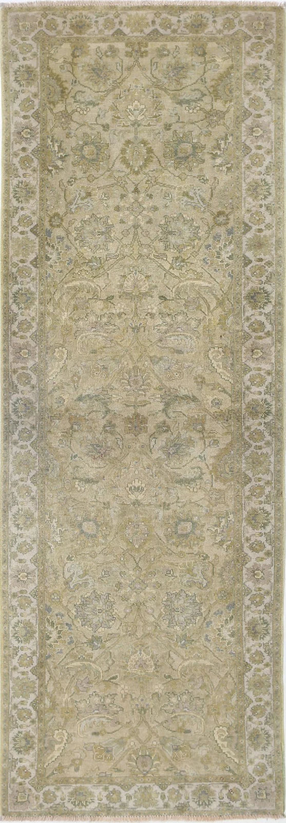 Green Ivory Indian Ziegler Rug 2' 8" x 7' 8" Hand-Knotted | No. AT10575