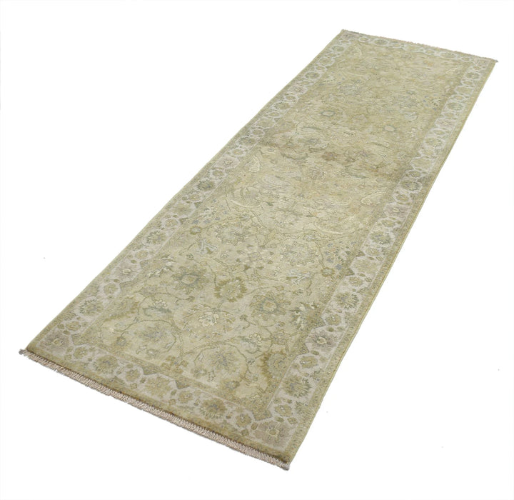 Green Ivory Indian Ziegler Rug 2' 8" x 7' 8" Hand-Knotted | No. AT10575