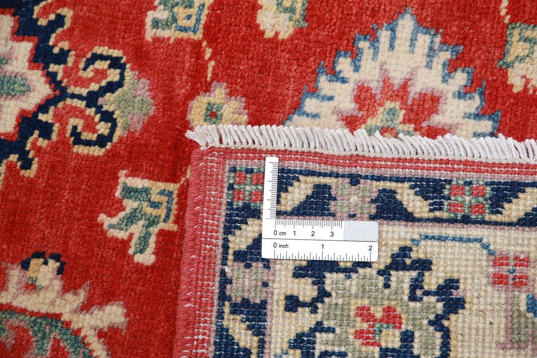 Afghan Kazak Rug 3' 2" x 4' 7" Hand-Knotted | No. AT10608