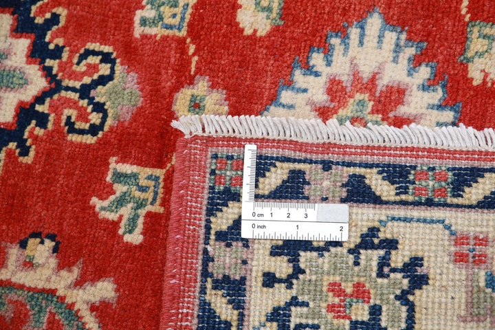 Afghan Kazak Rug 3' 2" x 4' 7" Hand-Knotted | No. AT10608