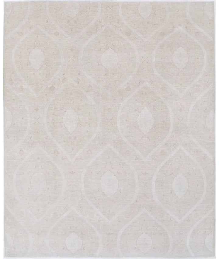 Brown Afghan Tabriz Rug 7'11" x 9'6" Hand-Knotted | No. AT10649