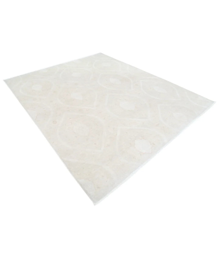 Brown Afghan Tabriz Rug 7'11" x 9'6" Hand-Knotted | No. AT10649