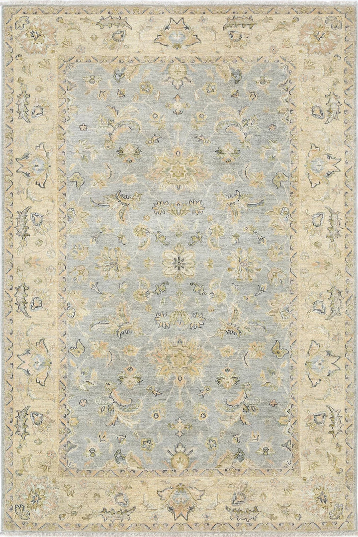 Blue Indian Oriental Rug 5' 5" x 8' 3" Hand-Knotted