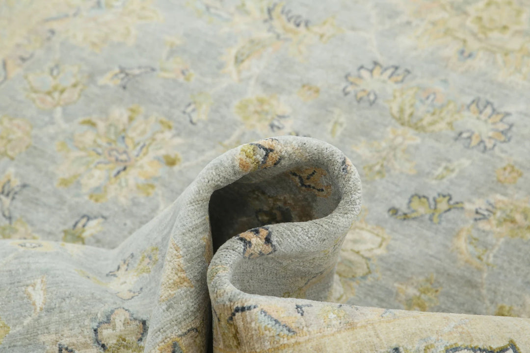 Blue Indian Oriental Rug 5' 5" x 8' 3" Hand-Knotted detail
