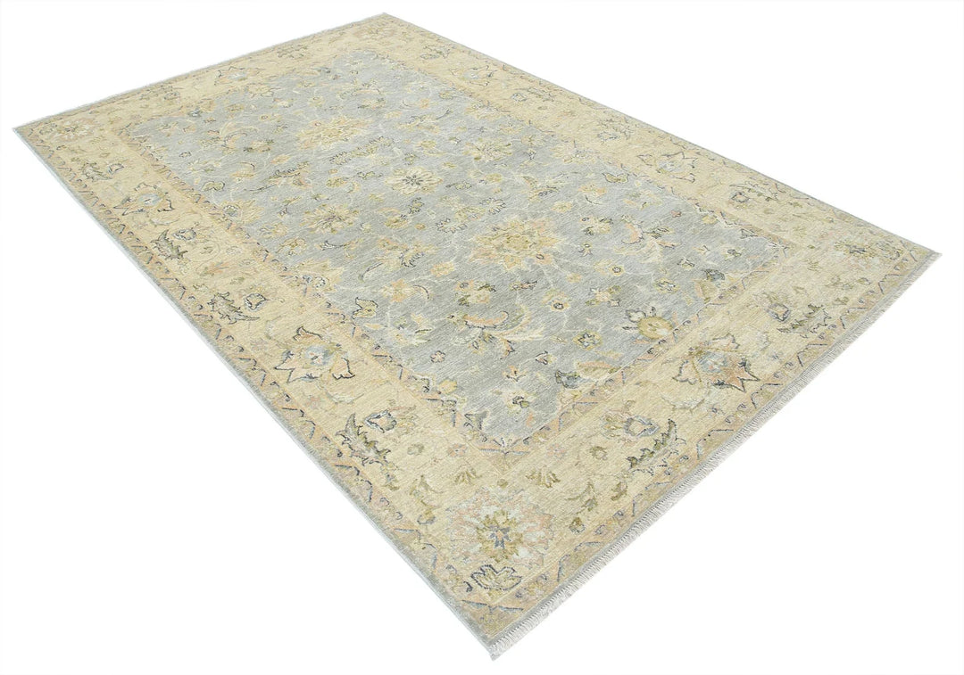 Blue Indian Oriental Rug 5' 5" x 8' 3" Hand-Knotted | No. AT10659