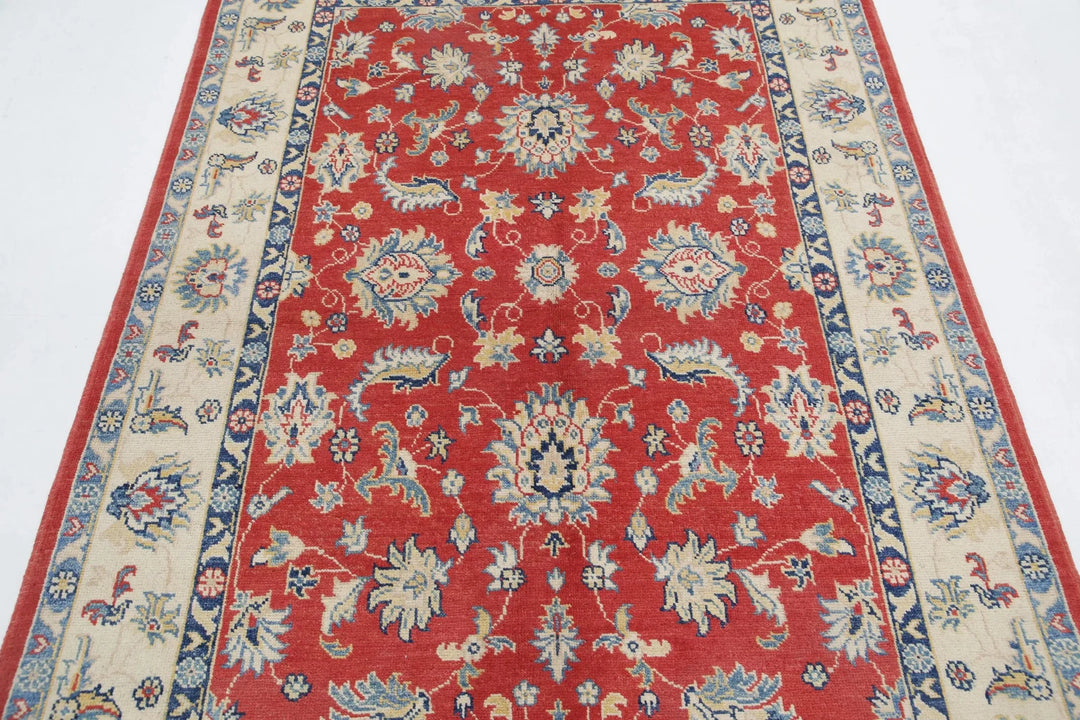 Afghan Ziegler Rug 4' 9" x 6' 9" Hand-Knotted | No. AT10668