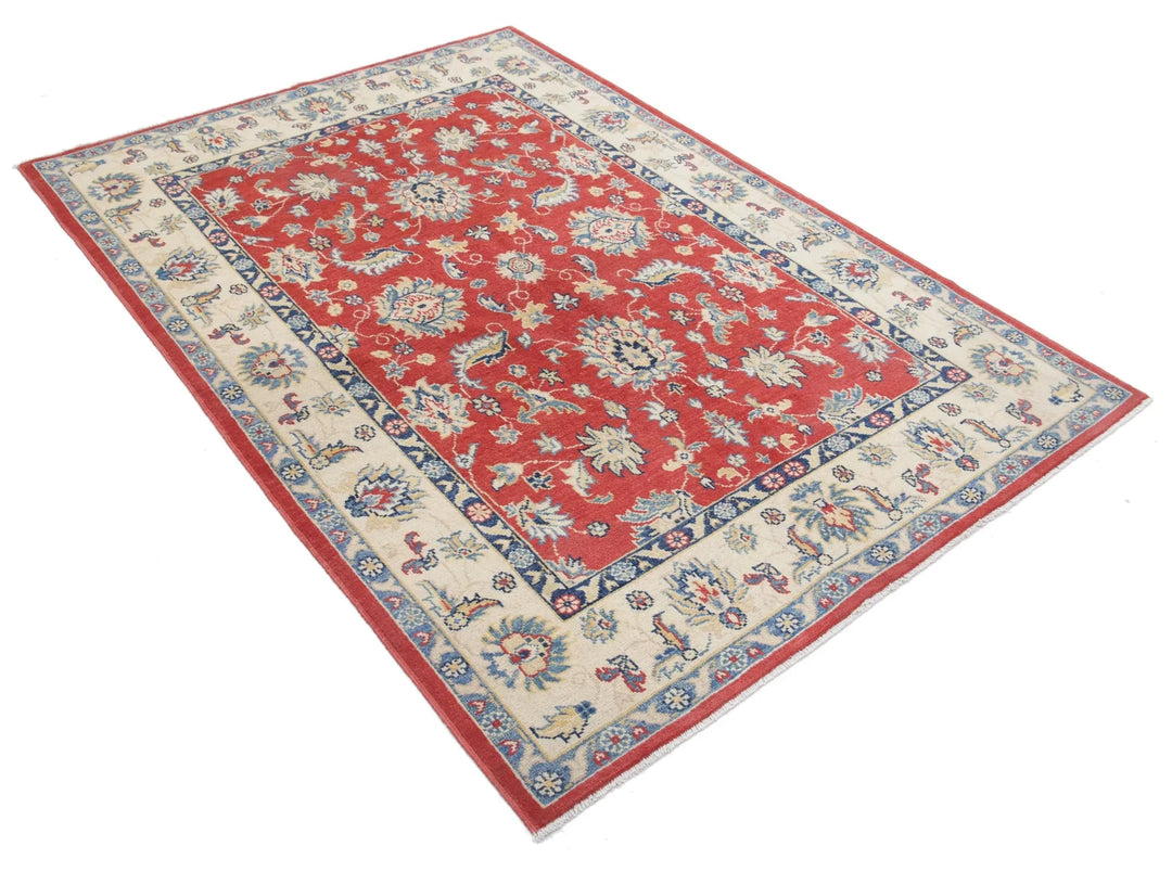 Afghan Ziegler Rug 4' 9" x 6' 9" Hand-Knotted | No. AT10668