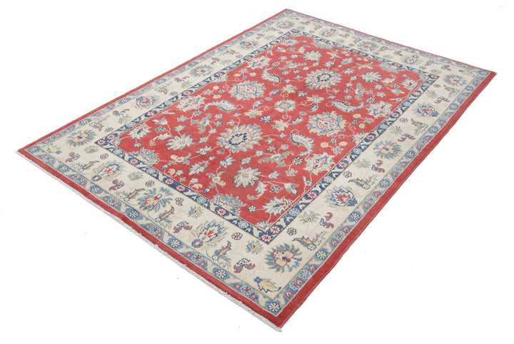Afghan Ziegler Rug 4' 9" x 6' 9" Hand-Knotted | No. AT10668