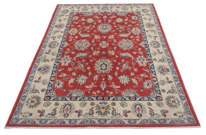 Afghan Ziegler Rug 4' 9" x 6' 9" Hand-Knotted | No. AT10668