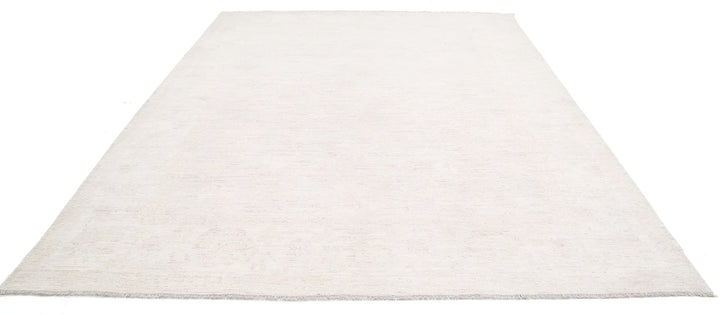 Ivory Afghan Oushak Rug 9' 1" x 11' 6" Hand-Knotted | No. AT10722