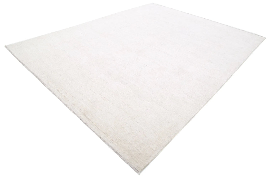 Ivory Afghan Oushak Rug 9' 1" x 11' 6" Hand-Knotted | No. AT10722