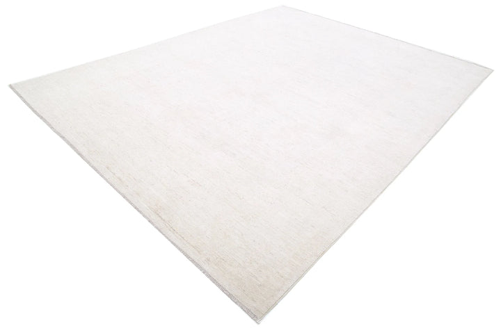 Ivory Afghan Oushak Rug 9' 1" x 11' 6" Hand-Knotted | No. AT10722