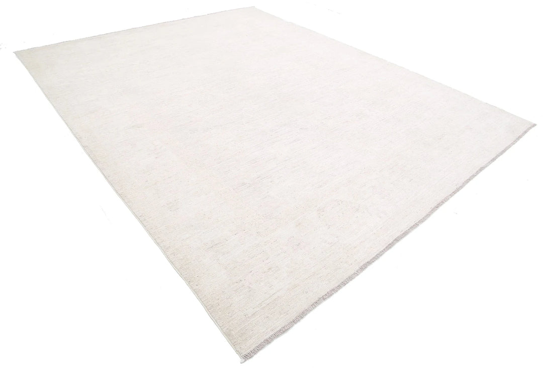Ivory Afghan Oushak Rug 9' 1" x 11' 6" Hand-Knotted | No. AT10722