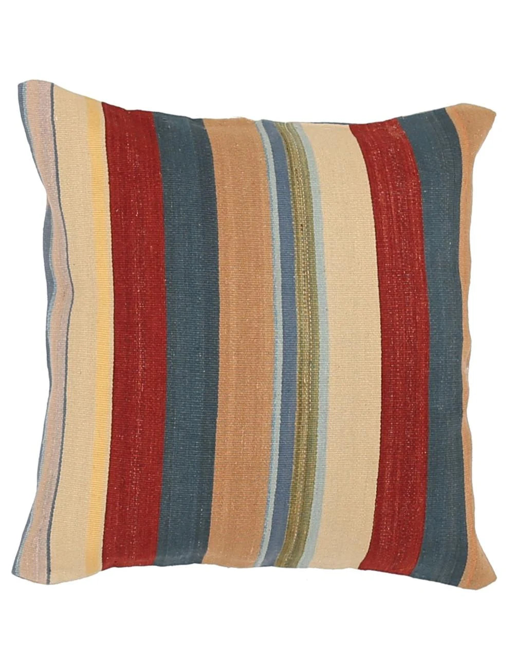 Afghan Modern Stripe Pillow 2' 5" x 2' 5" Hand-Woven | No. AT10773