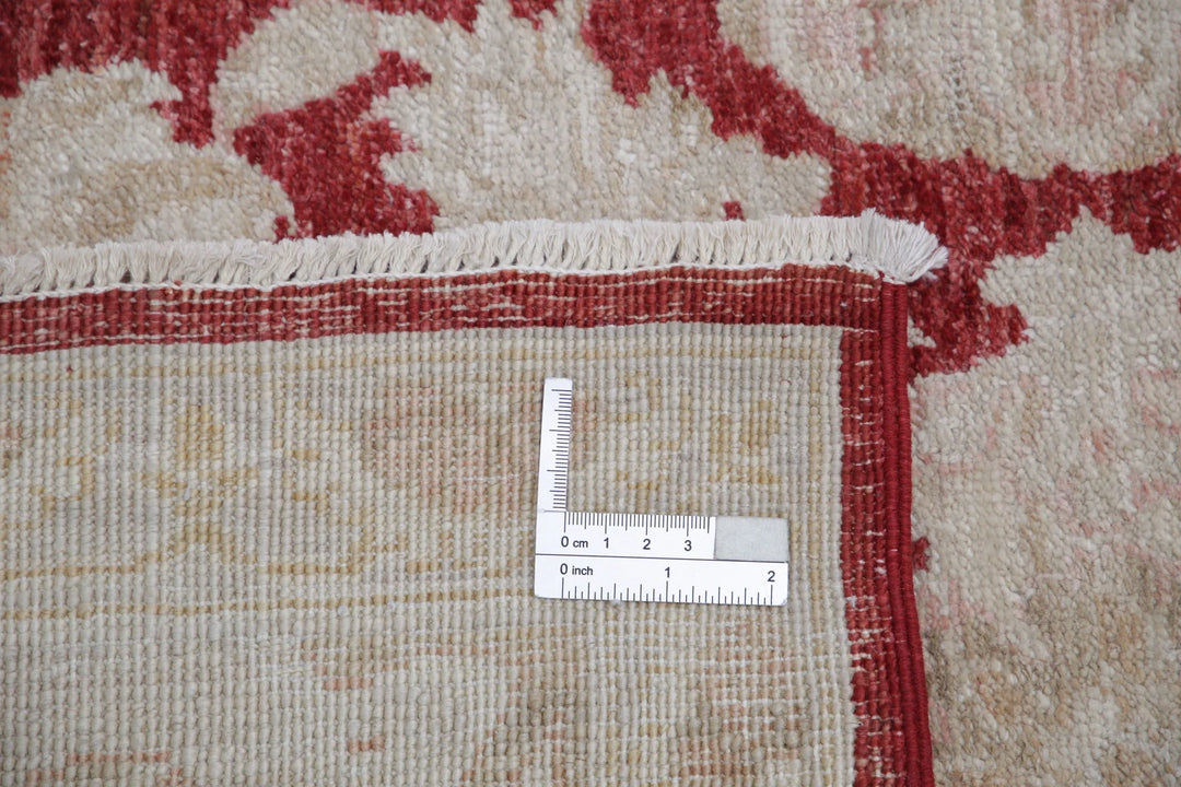 Red Afghan Ziegler Rug 5' 11" x 8' 8" Hand-Knotted | No. AT108606