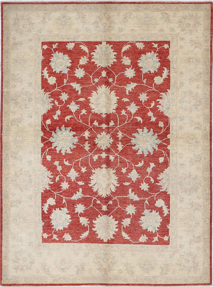 Afghan Ziegler Rug 5' 0" x 6' 9" Hand-Knotted | No. AT10950
