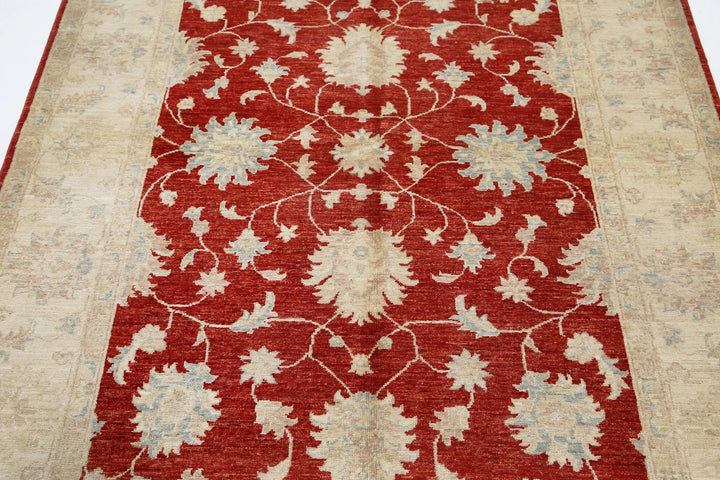 Afghan Ziegler Rug 5' 0" x 6' 9" Hand-Knotted | No. AT10950