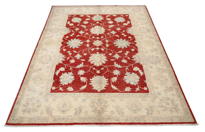 Afghan Ziegler Rug 5' 0" x 6' 9" Hand-Knotted | No. AT10950
