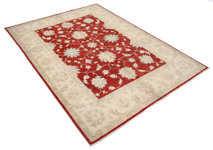 Afghan Ziegler Rug 5' 0" x 6' 9" Hand-Knotted | No. AT10950