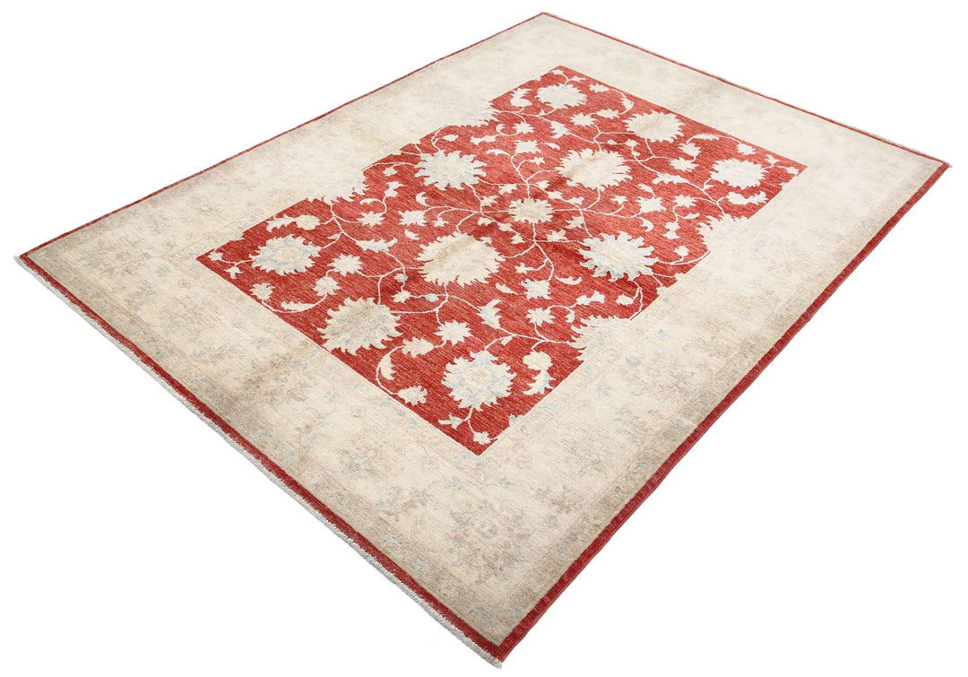 Afghan Ziegler Rug 5' 0" x 6' 9" Hand-Knotted | No. AT10950