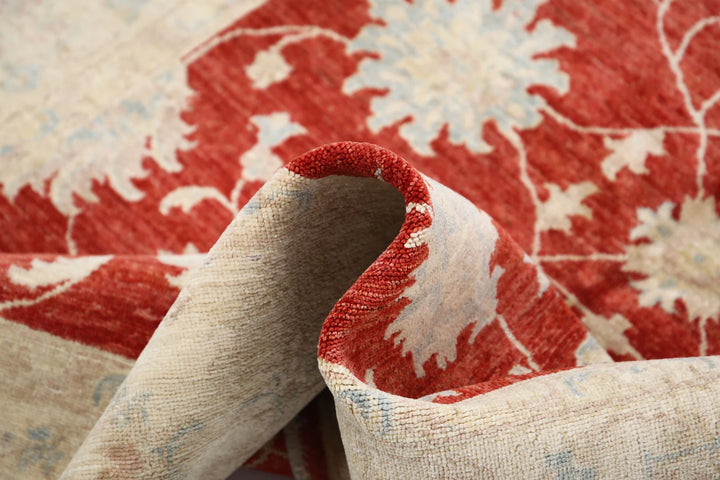 Afghan Ziegler Rug 5' 0" x 6' 9" Hand-Knotted | No. AT10950