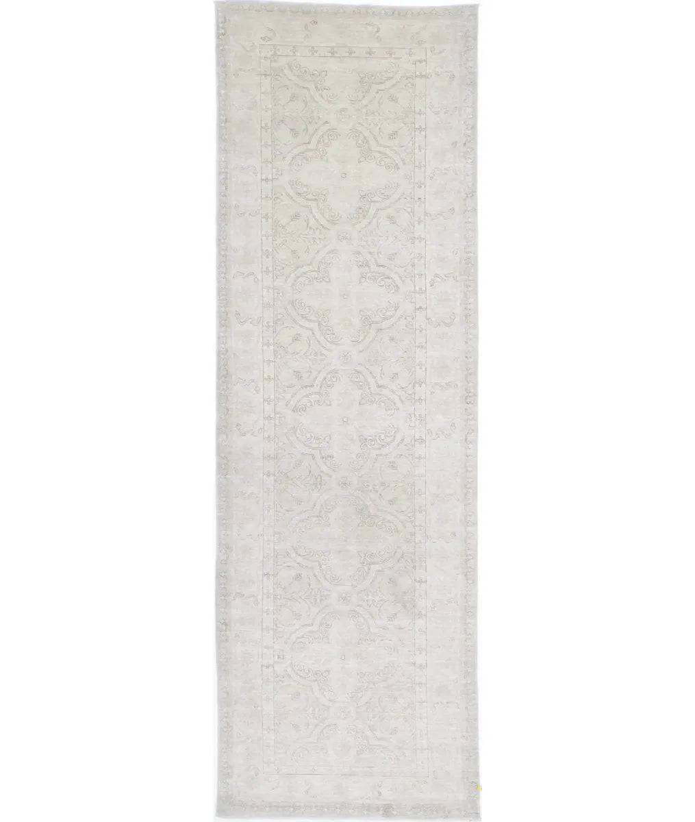 Grey Afghan Overdye Rug 2' 10" x 11' 2" Hand-Knotted | No. AT10975