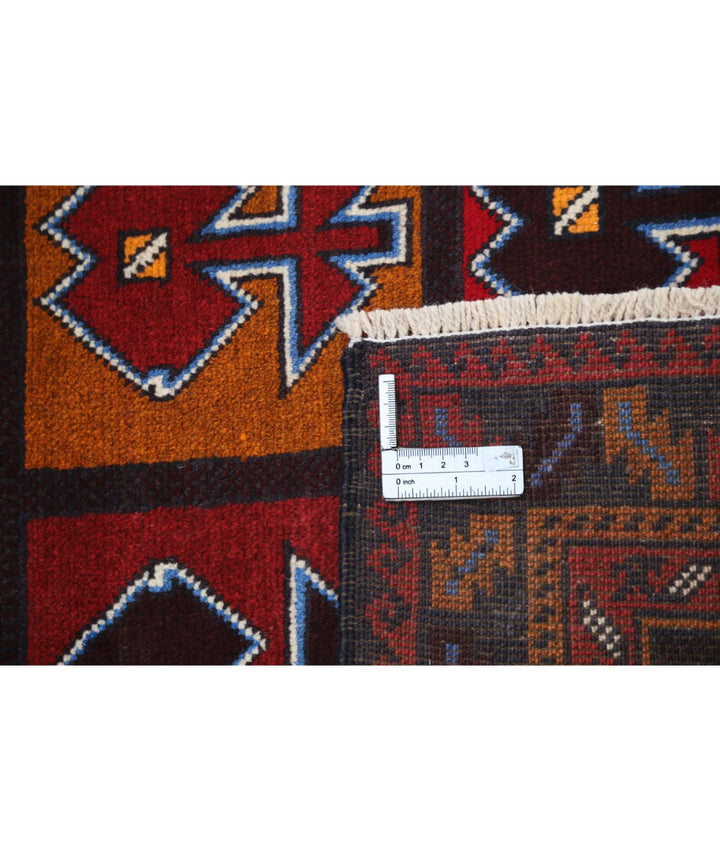 Red Afghan Tribal Rug 2' 11" x 4' 5" Hand-Knotted | No. AT11039
