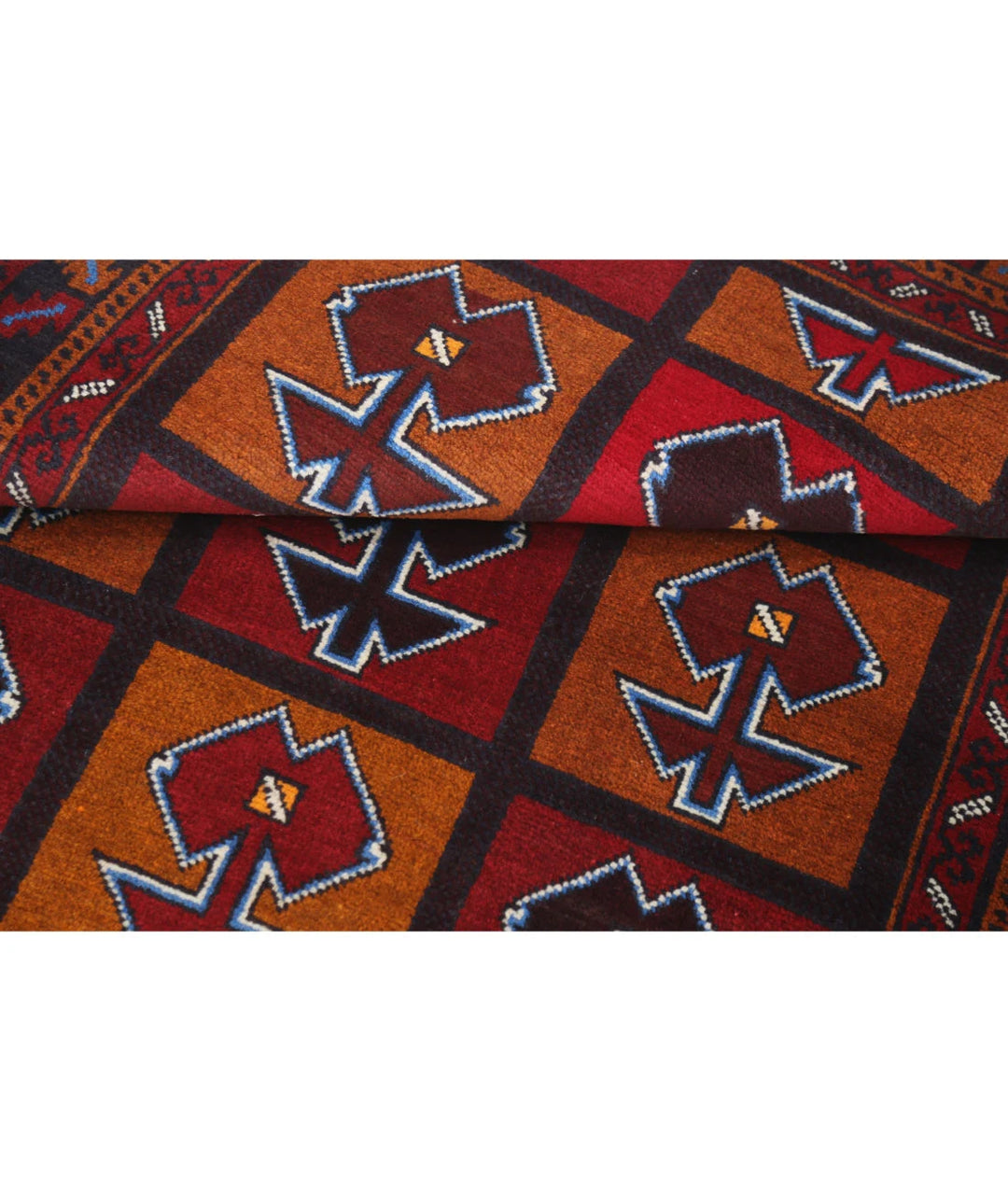 Red Afghan Tribal Rug 2' 11" x 4' 5" Hand-Knotted | No. AT11039