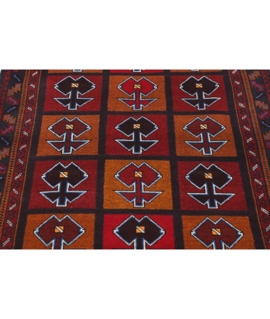 Red Afghan Tribal Rug 2' 11" x 4' 5" Hand-Knotted | No. AT11039