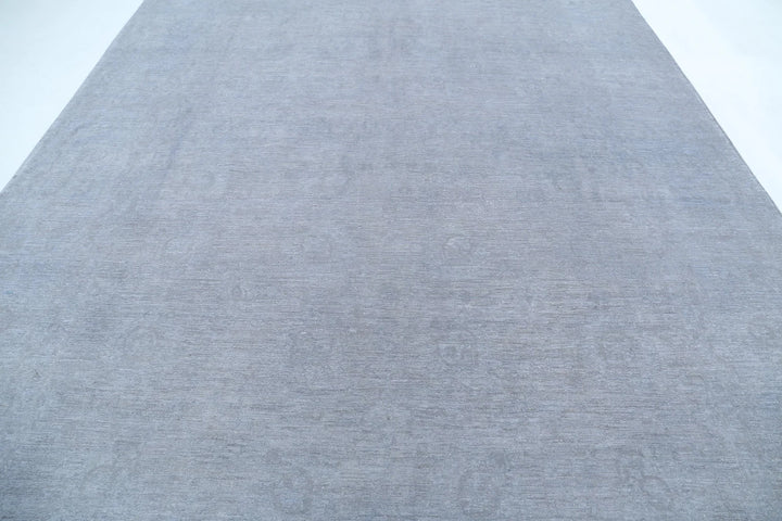 Grey Afghan Overdye Rug 9' 0" x 12' 4" Hand-Knotted | No. AT11076
