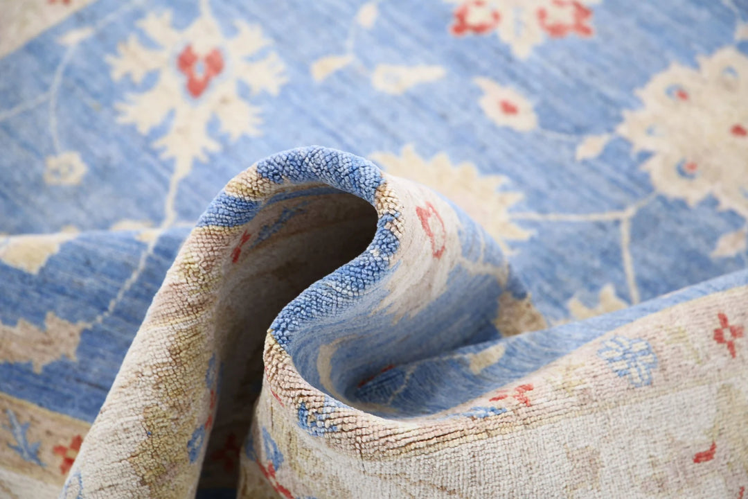 Blue Afghan Ziegler Rug 5'7" x 7'11" Hand-Knotted | No. AT11171
