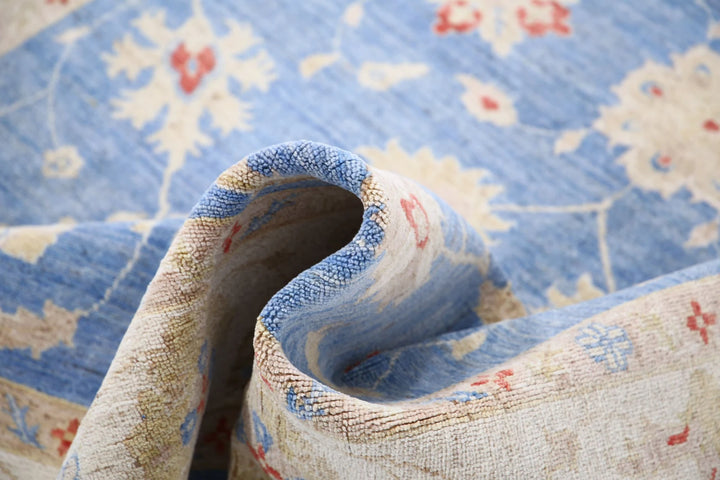 Blue Afghan Ziegler Rug 5'7" x 7'11" Hand-Knotted | No. AT11171