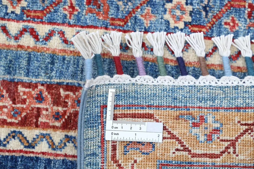 Blue Afghan Shaal Rug 5'6" x 7'10" Hand-Knotted | No. AT11199