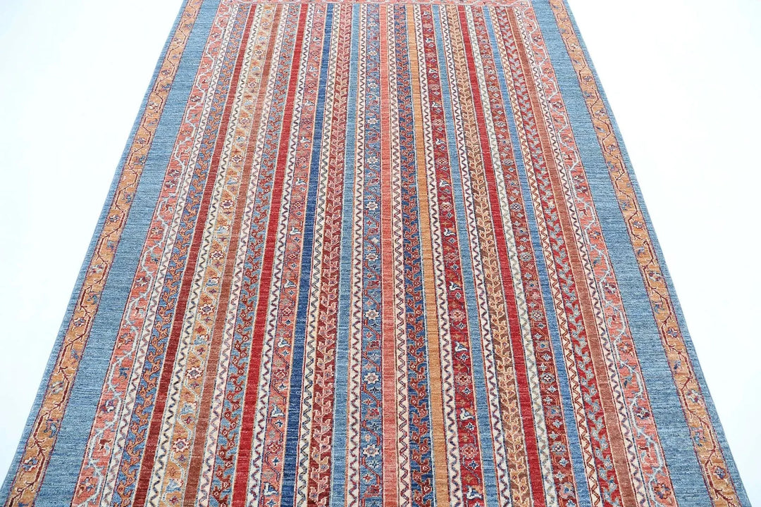 Blue Afghan Shaal Rug 5'6" x 7'10" Hand-Knotted | No. AT11199