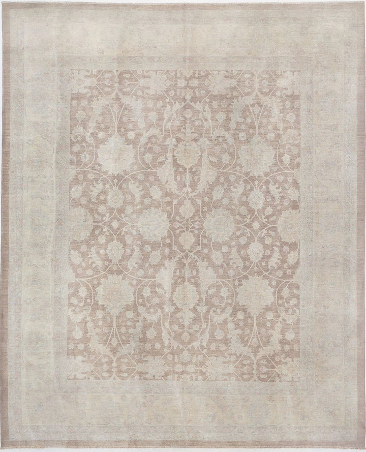 Ivory Afghan Serenity Rug 11' 9" x 14' 4" Hand-Knotted | No. AT11364