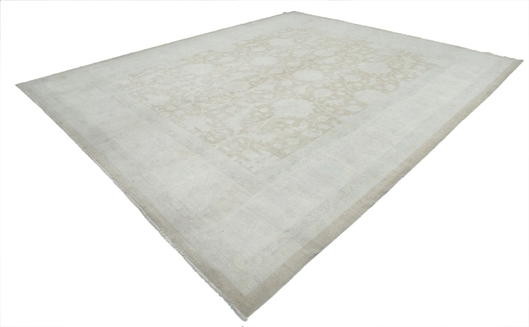 Ivory Afghan Serenity Rug 11' 9" x 14' 4" Hand-Knotted | No. AT11364