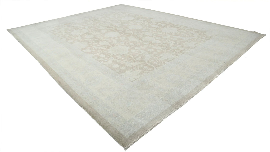 Ivory Afghan Serenity Rug 11' 9" x 14' 4" Hand-Knotted | No. AT11364