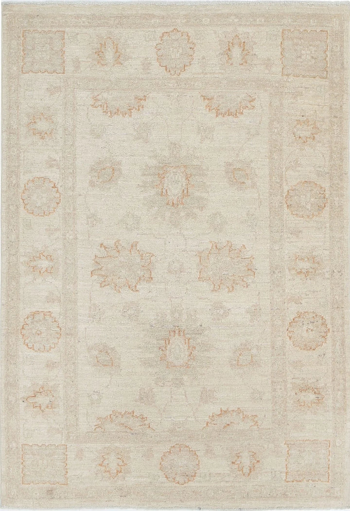 Ivory Afghan Serenity Rug 2' 10" x 4' 1" Hand-Knotted | No. AT11375