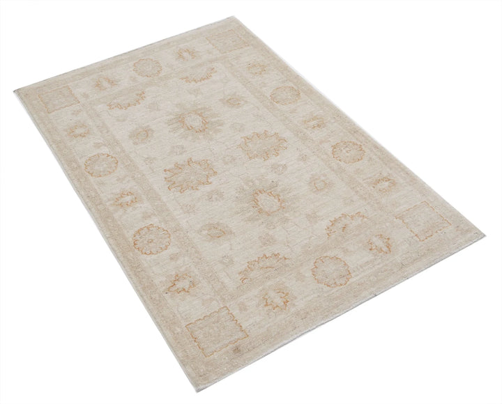 Ivory Afghan Serenity Rug 2' 10" x 4' 1" Hand-Knotted | No. AT11375