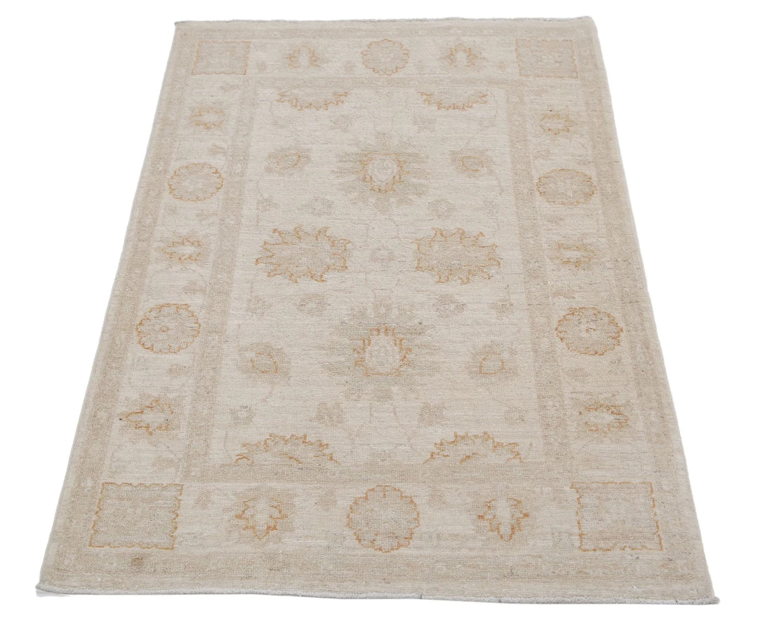 Ivory Afghan Serenity Rug 2' 10" x 4' 1" Hand-Knotted | No. AT11375