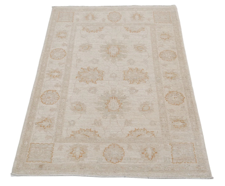 Ivory Afghan Serenity Rug 2' 10" x 4' 1" Hand-Knotted | No. AT11375