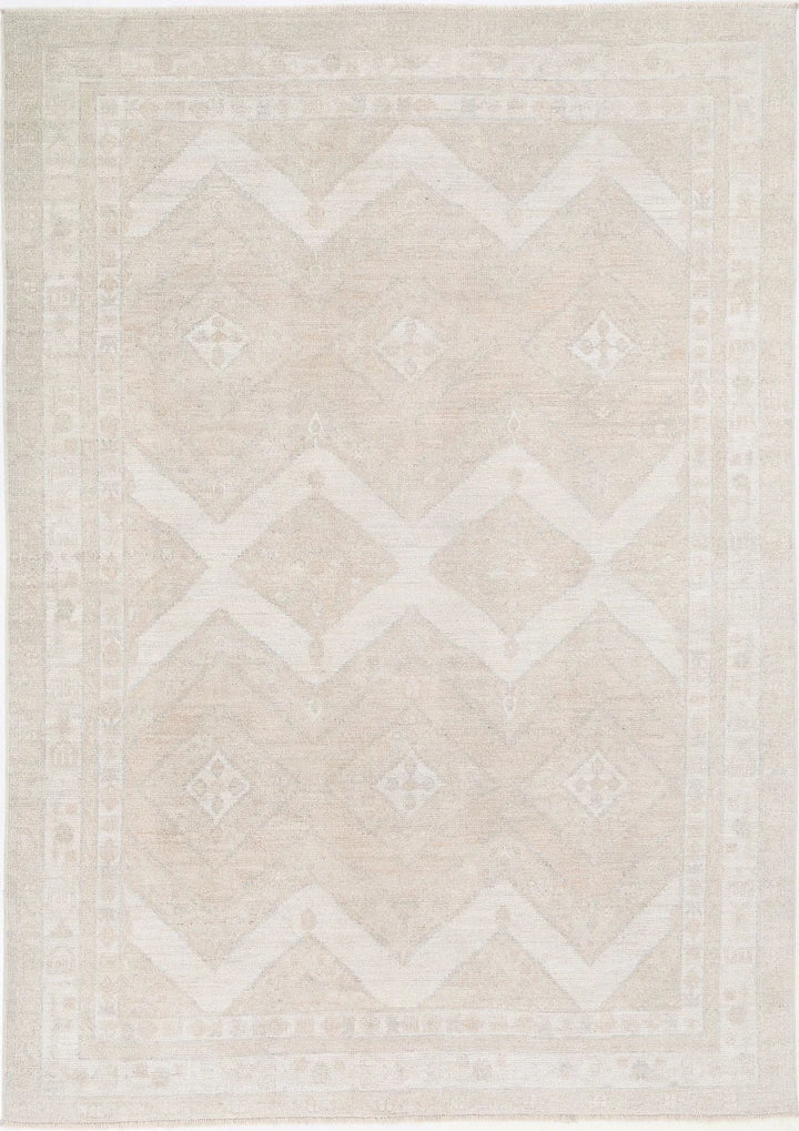 Afghan Oushak Rug 6' 2" x 8' 10" Hand-Knotted | No. AT11420