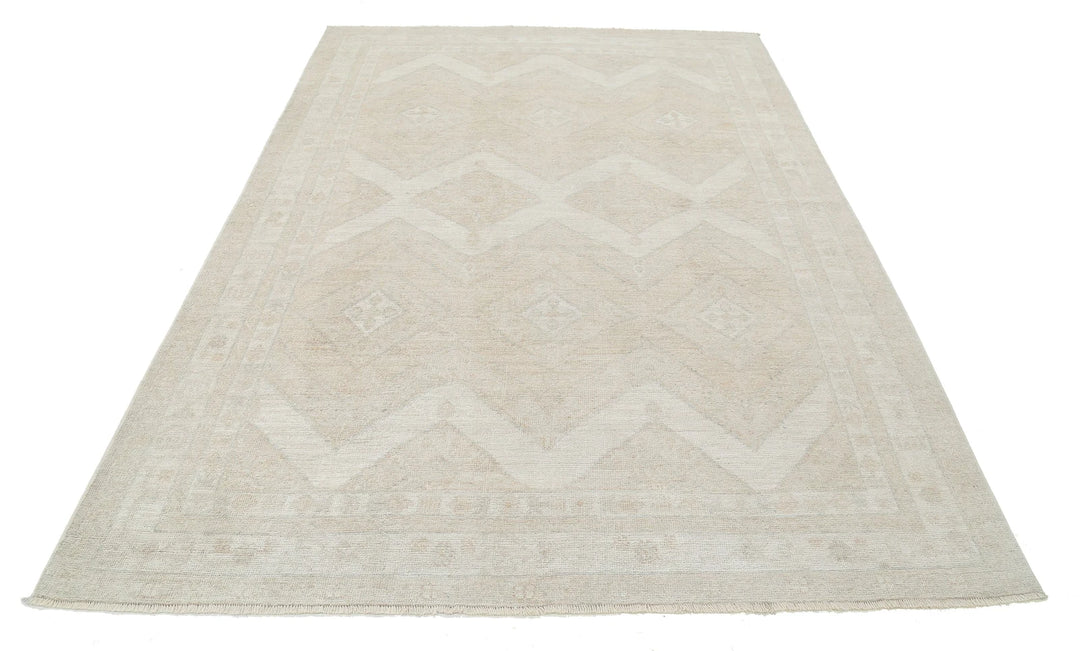 Afghan Oushak Rug 6' 2" x 8' 10" Hand-Knotted | No. AT11420
