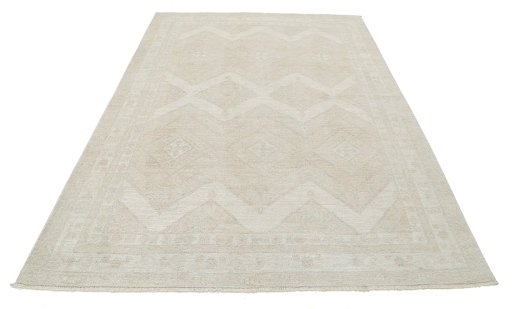 Afghan Oushak Rug 6' 2" x 8' 10" Hand-Knotted | No. AT11420