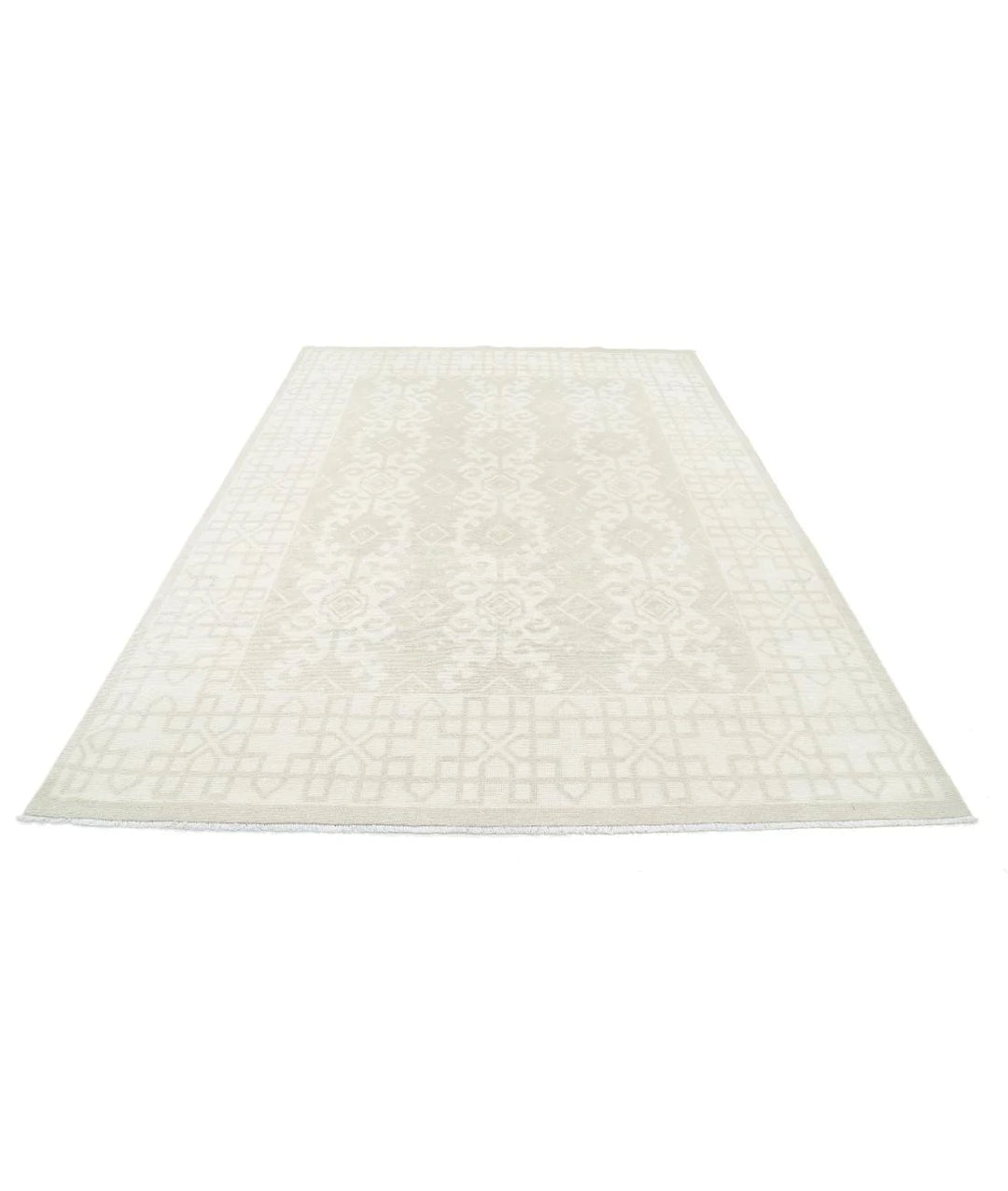 Tan Afghan Khotan Rug 7' 2" x 9' 11" Hand-Knotted | No. AT11443